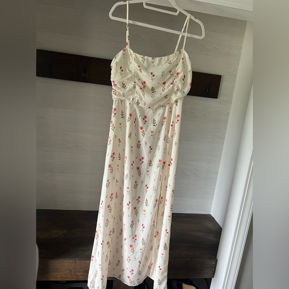 NWT Petal & Pup Floral Maxi Dress - Cream with Pink and Green Accents